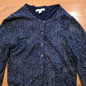Liz Claiborne Navy Floral Cardigan